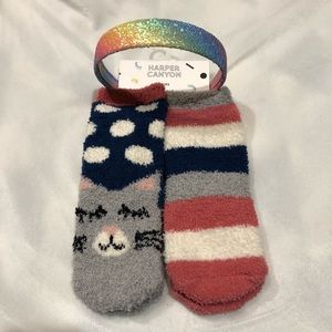 Girls Rainbow Headband and Socks (Shoe Size 4.5-8.5)